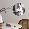 Modern - Vrouw - Zwart - Wit Wandcirkel behangsticker klein -sfeer3