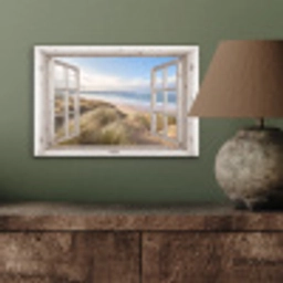 Doorkijk - Strand - Zee - Duinen - Helmgras - Zand - Blauw aluminium wit klein -sfeer2