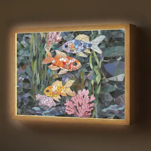 Vissen - Koraal - Zee - Mozaïek Light Box met batterij (Wandlamp) middel -z3d_website
