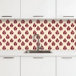 Botanisch - Patroon - Bordeaux keuken achterwand 2 middel 871 -3d
