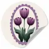 Tulpen - Paars - Lijst - Bladeren Wandcirkel behangsticker klein -3d