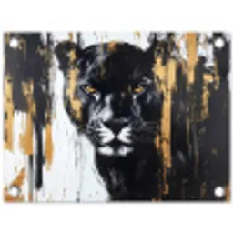 Panter - Zwart - Abstract - Verfstreken tuinposter los doek klein -3d