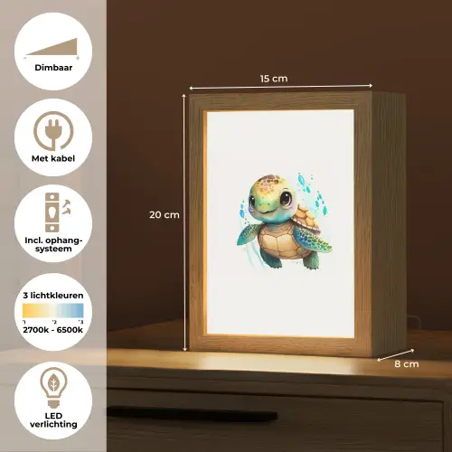 Schildpad - Waterverf - Kleuren - Dieren - Meisjes - Jongens Light Box met kabel klein -USP_NL