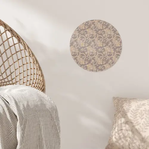 Oosters - Bloemen - Beige - Grijs Wandcirkel behangsticker klein 186 -sfeer4