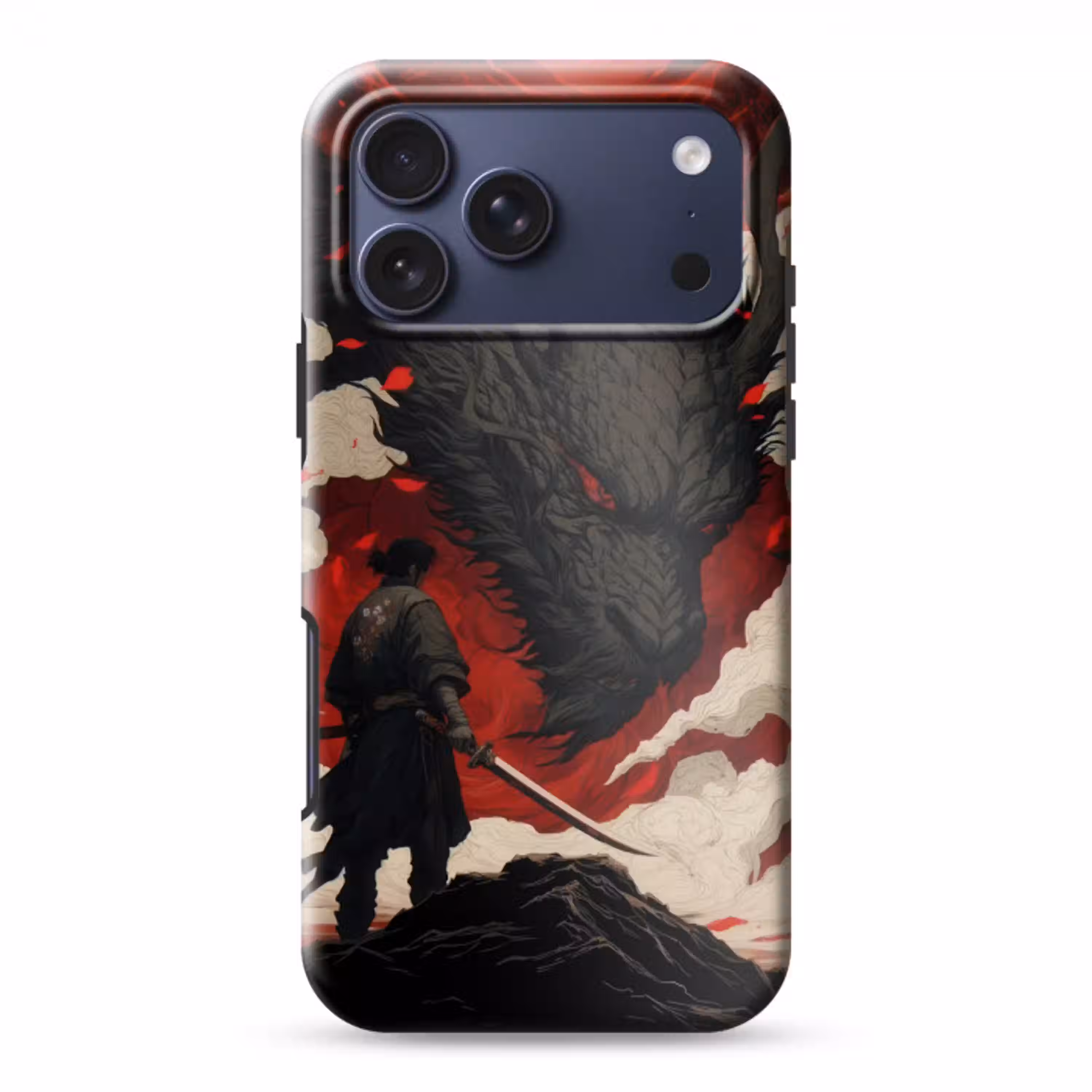 Krijger - Draak - Zwart - Rood - Rook Toughcase MagSafe Apple iPhone 17 Pro Max klein -3d