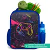 Gamerwereld in neonstijl Kinderrugzak - Blauw middel -inhoud_NL