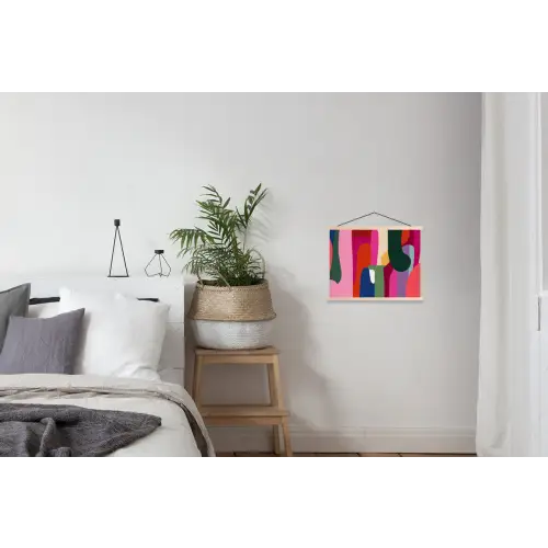Kleurvakken - Recht - Rond - Abstract textielposter latten blank klein -woonkamer