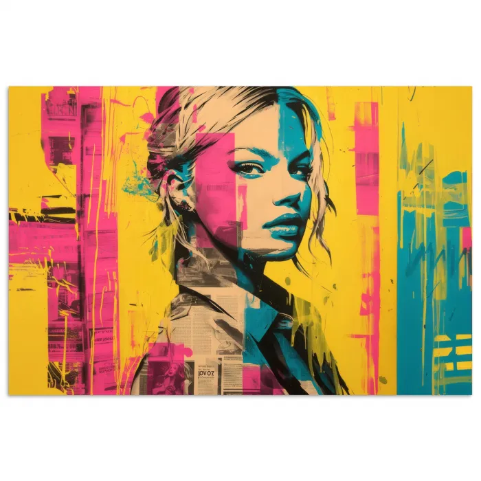 Vrouw - Verfstrepen - Gekleurd poster papier klein -3d