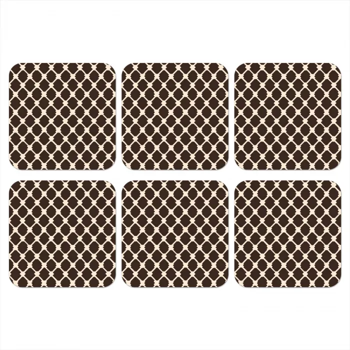 Bruin - Ruitpatroon - Geometrisch onderzetter kurk middel 366 -3d