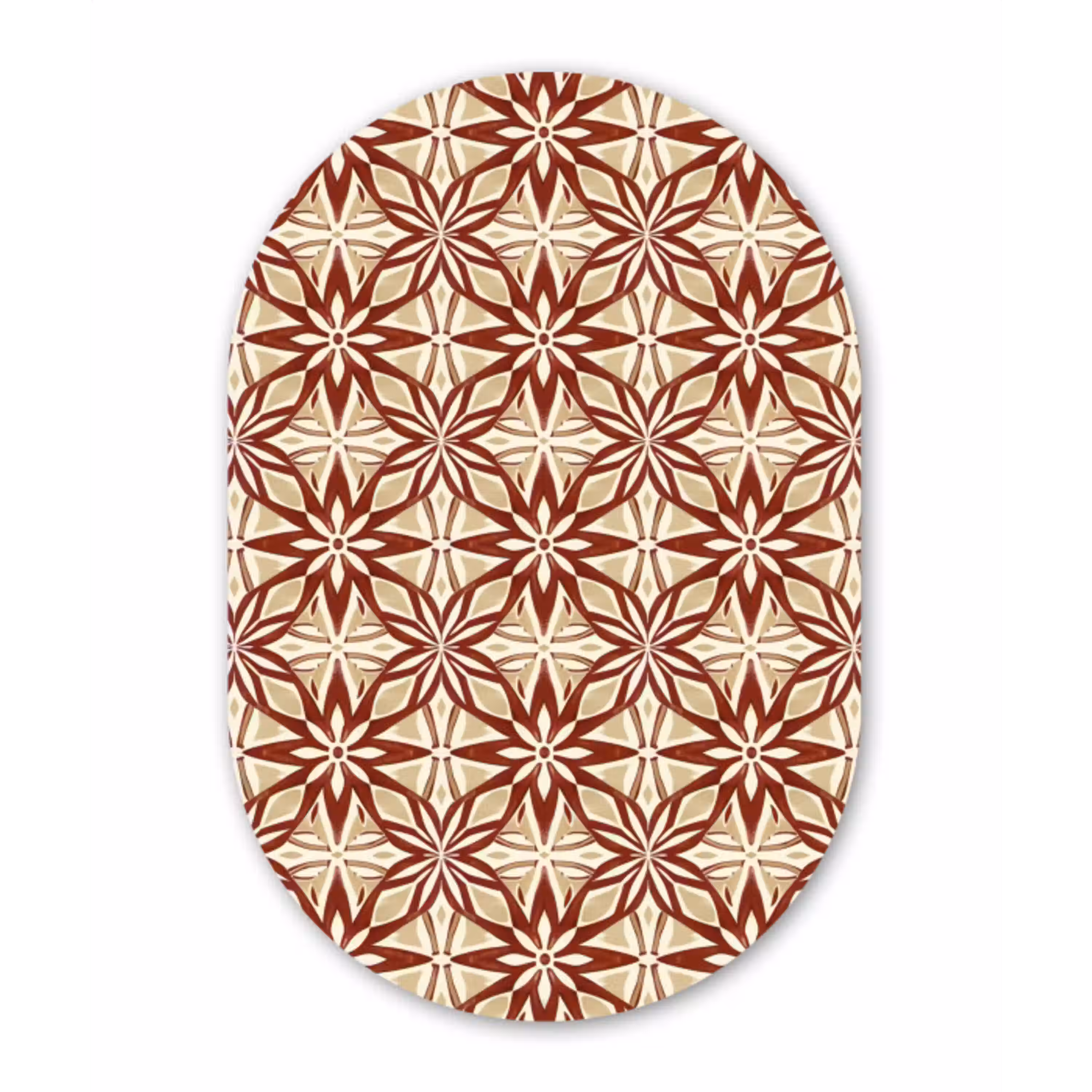 Bordeauxrood - Geometrisch - Tegel - Patroon Wandcirkel Ovaal Forex klein 630 -3d