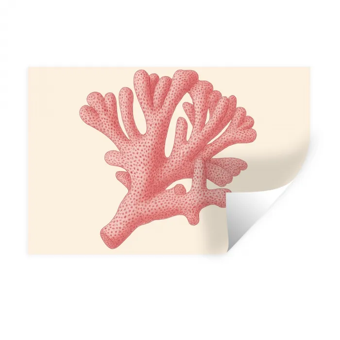Koraal - Stipjes - Roze Muursticker klein -3d