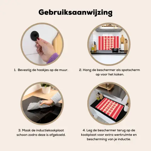 Strepen - Rood - Try again Inductie beschemer met haakjes klein -ky-gebruik-nl
