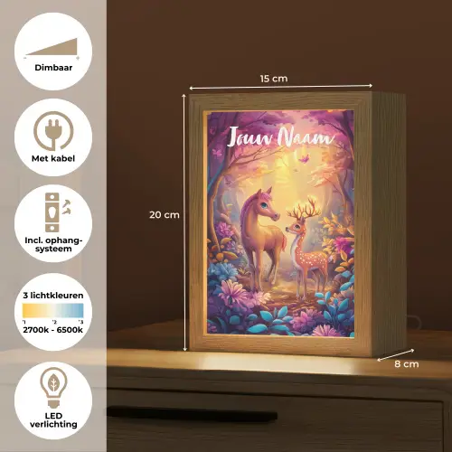 Paard - Hert - Sprookjesbos - Paars Light Box met kabel (Kinderlampje) klein -USP_NL