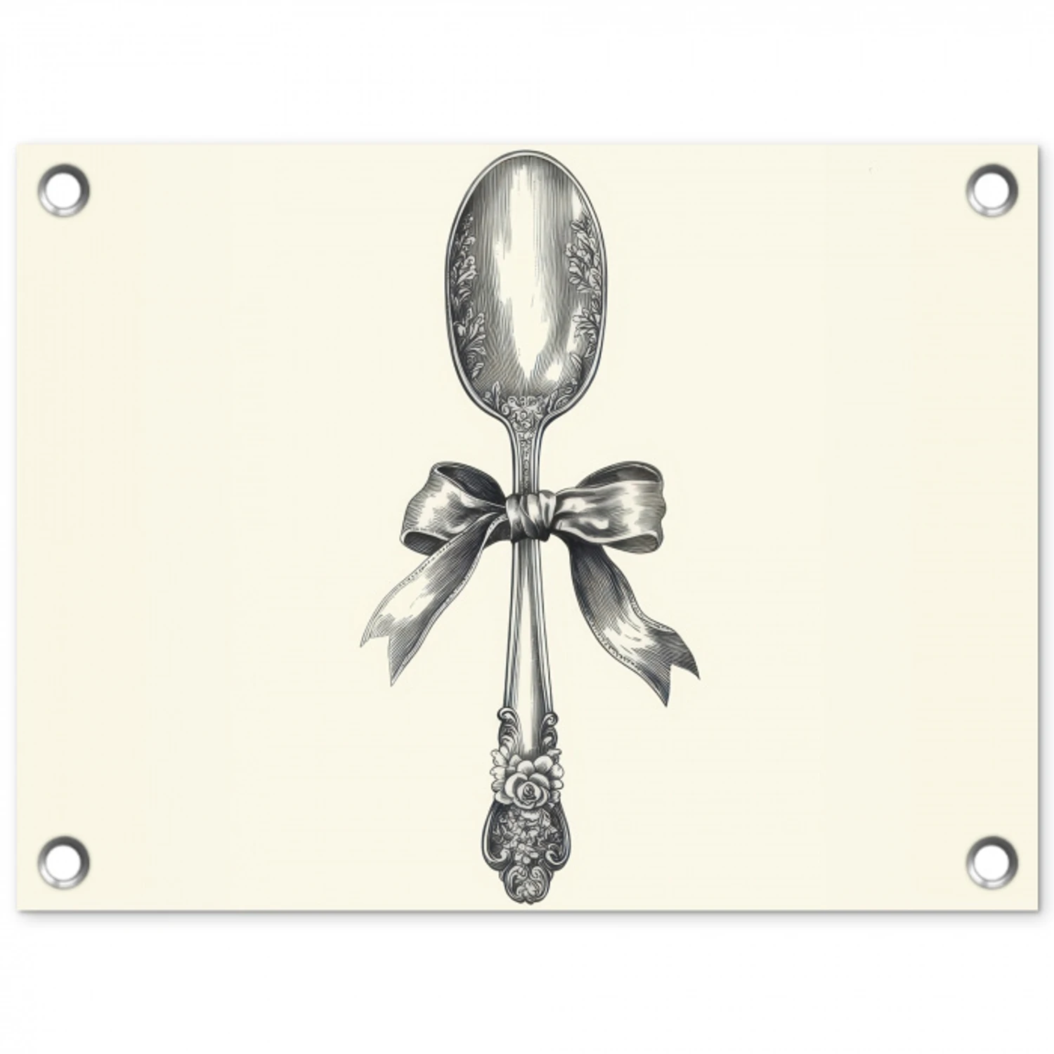 Lepel - Strik - Grijs tuinposter los doek klein -3d