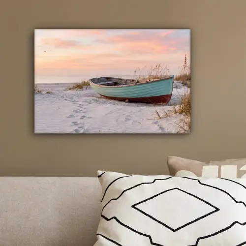 Rustiek - Roeiboot - Zandstrand canvas 2cm klein -sfeer3