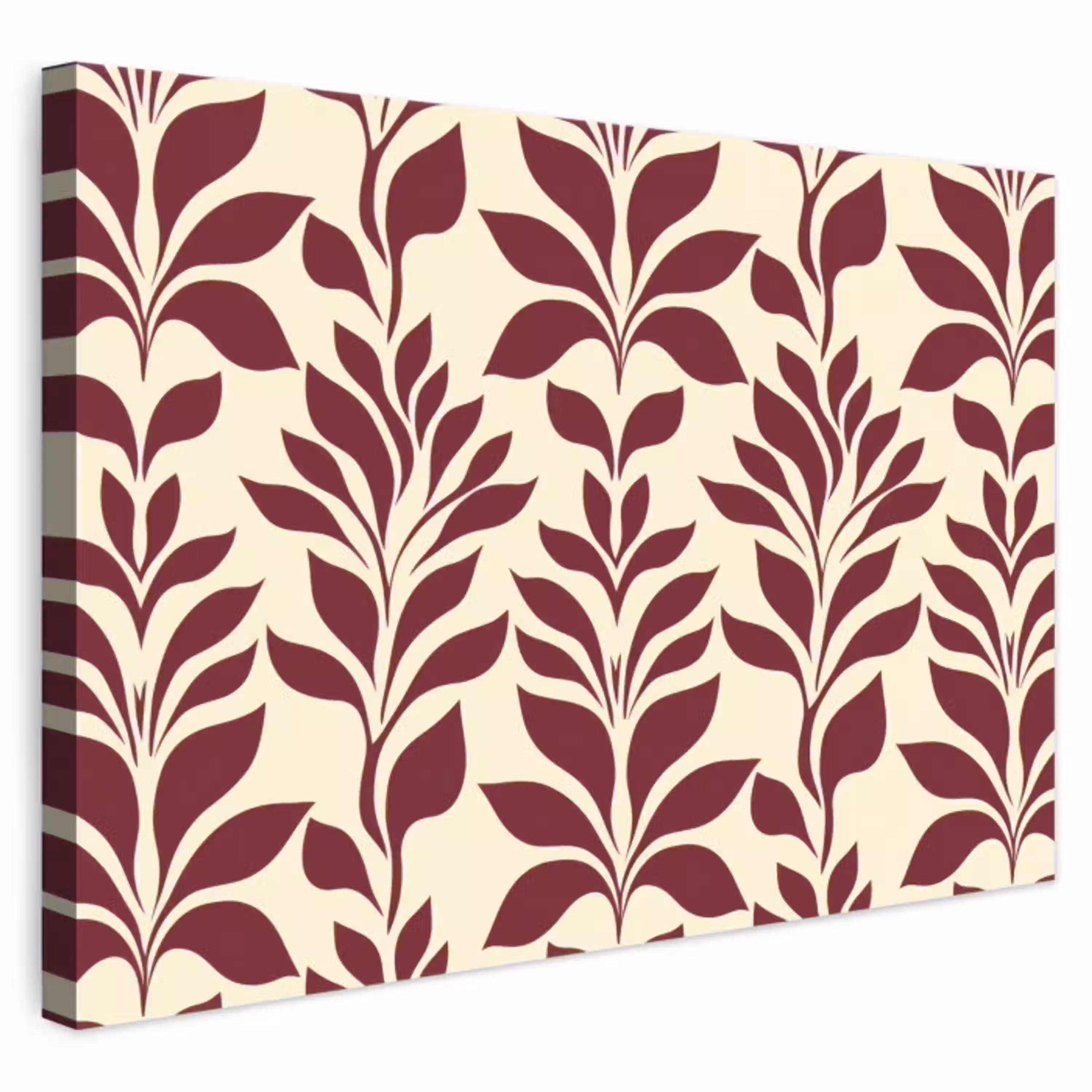 Abstract - Bladeren - Burgundy canvas 2cm klein 34 -3d