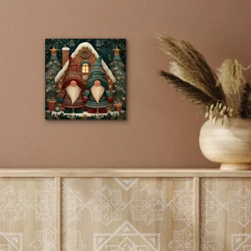 Kerst - Gnomen - Peperkoekhuisje - Rood - Groen aluminium wit klein -sfeer4
