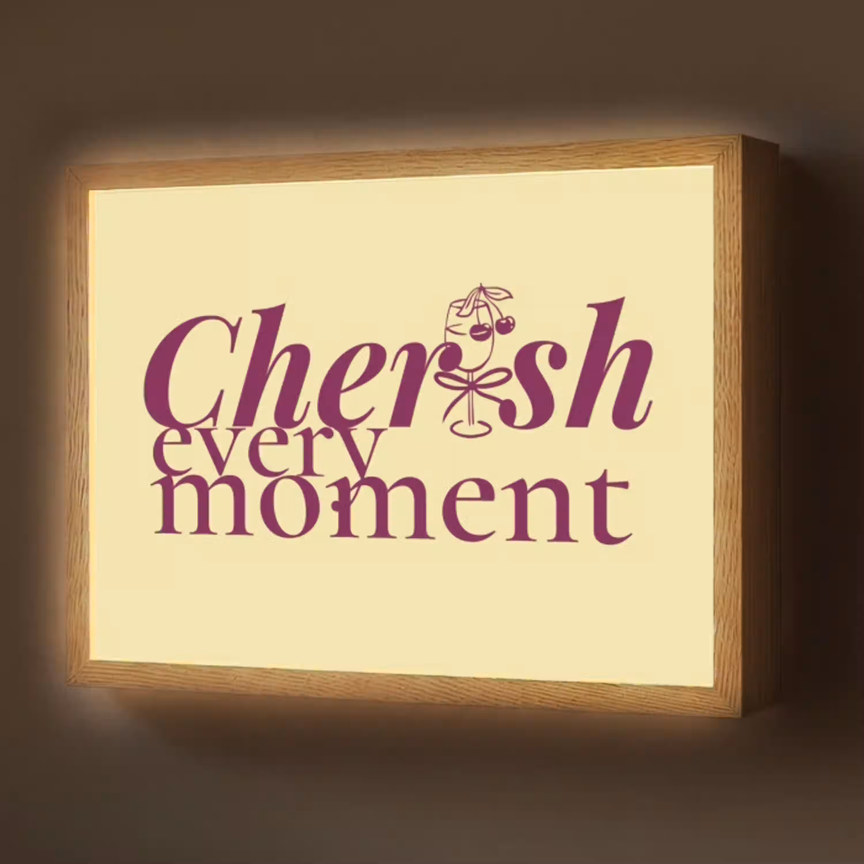 Cherish every moment - Cocktailglas - Geel Light Box met batterij (Wandlamp) middel -z3d_website