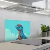 T-Rex - Blauw - Wolken - Zonnebril keuken achterwand spatscherm klein -3d_schuin