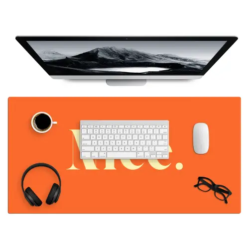 Oranje - Gebroken wit - Nice Muismat XXL klein -3d