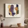 Abstract - Overlappende gezichten - Paars - Donkergroen Textielframe - compleet frame klein -sfeer3
