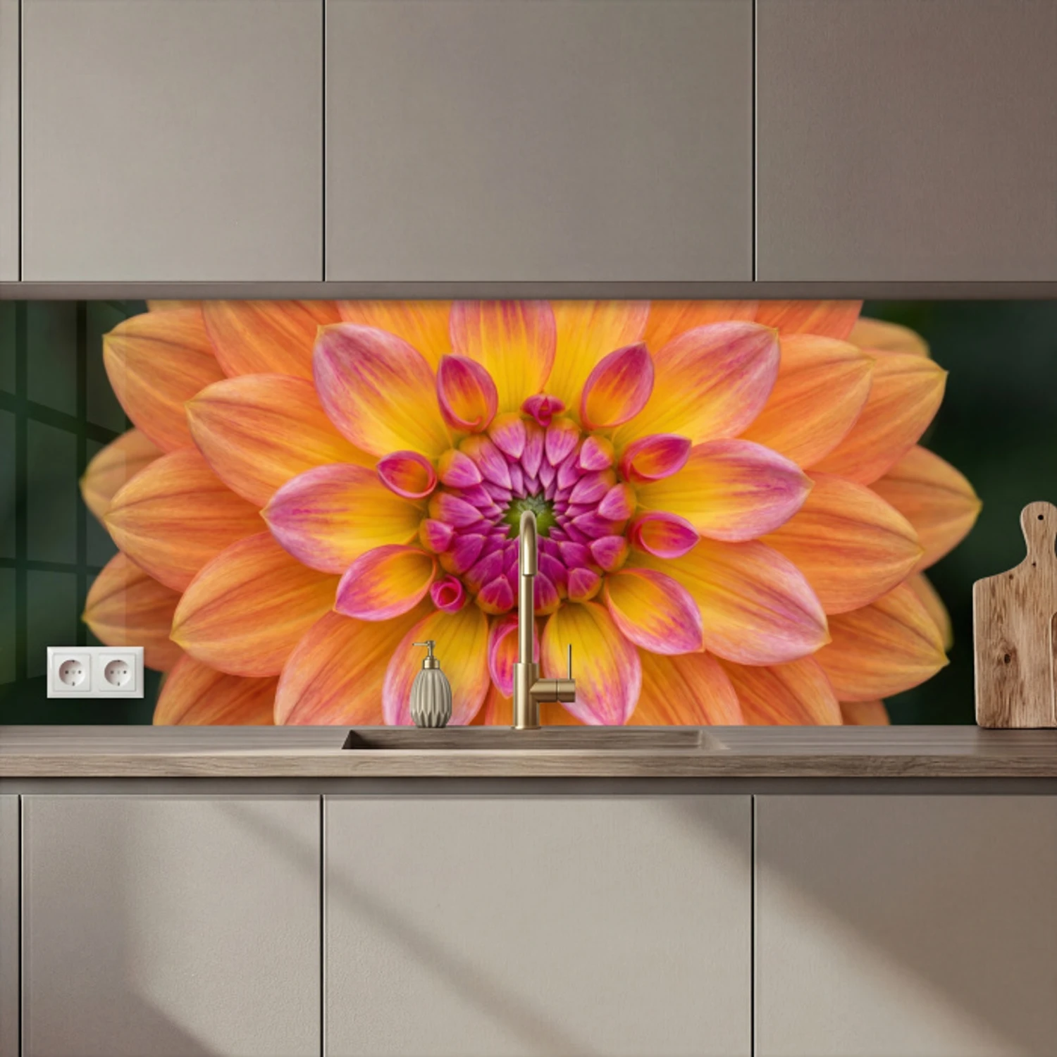 Dahlia - Bloem - Oranje keuken achterwand 2 middel zz_3dshopping