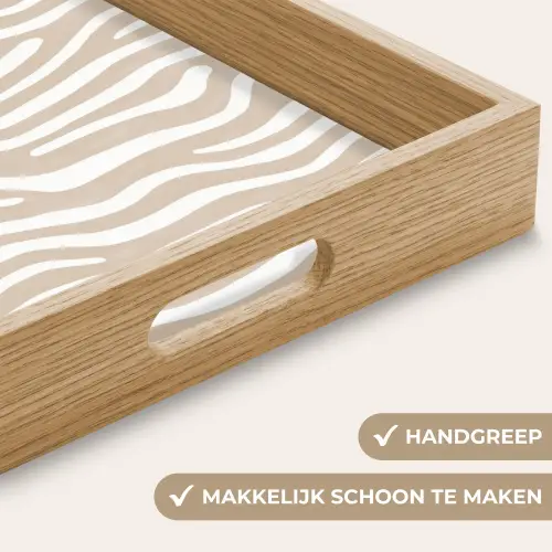 Abstract - Zebra - Beige Dienblad Rechthoek middel 911 -USP_HandgreepNL