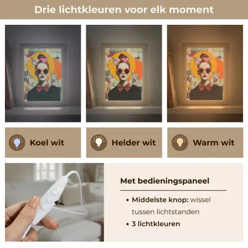Vrouw - Bril - Strik - Retro Light Box met kabel (Tafellamp) klein -USP_lichtkleurNL