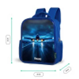 Vliegtuig opstartend in futuristisch nachtlandschap Kinderrugzak - Blauw middel -productfoto_formaten