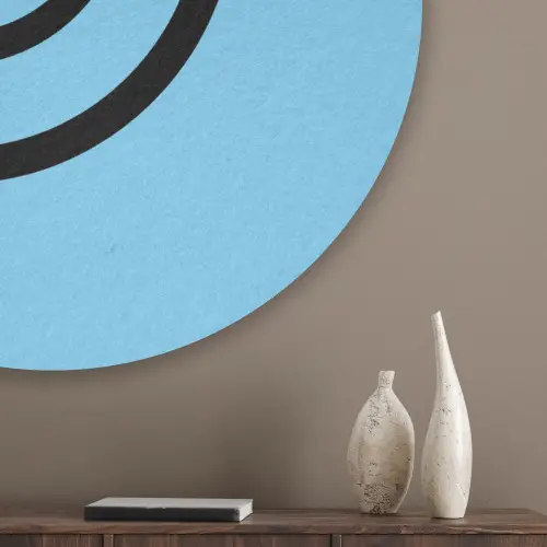 Smiley - Blauw - Bliksem Akoestische PET Vilt - Rond klein -sfeer5_closeup