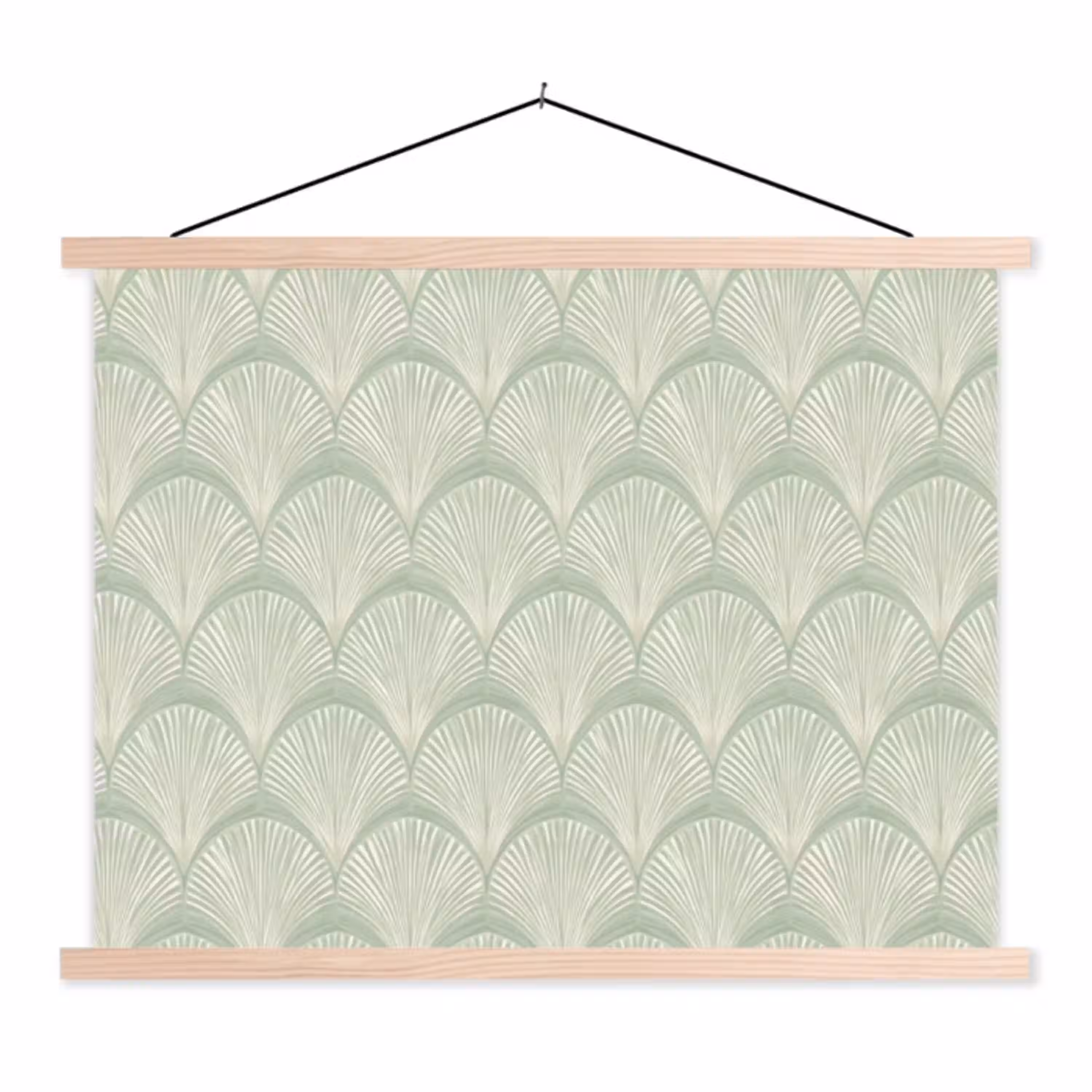 Waaiers - Patroon - Groen textielposter latten blank klein 122 -3d