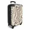 Beige achtergrond met abstracte zwarte lijnen NBS - Handbagage koffer - Kinderen Unisex middel -productfoto_3d