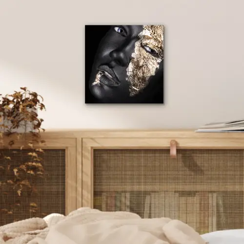 Vrouw - Goud - Zwart - Verf - Luxe aluminium wit klein -sfeer3