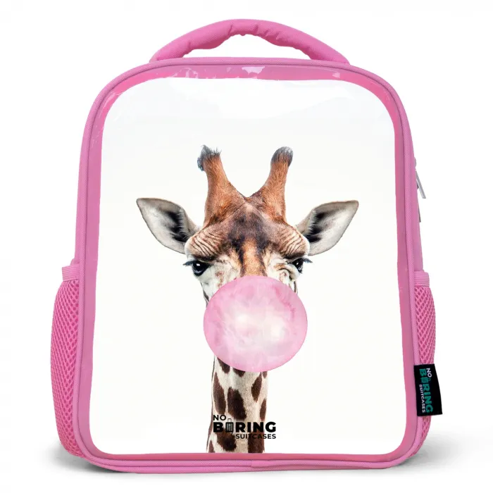 Kauwende Kobus Kinderrugzak - Roze middel -3d