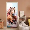 Paard - Meisjes - Blauw - Roze deurposter klein -sfeer1