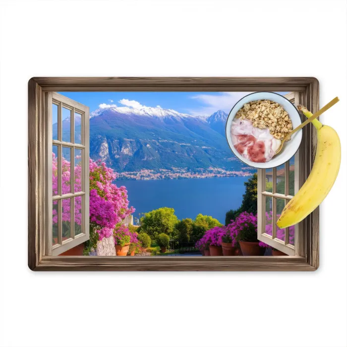 Doorkijk - Berg - Landschap - Uitzicht - Meer Placemat vinyl groot -zzzproduct_Kitchenyeah-website