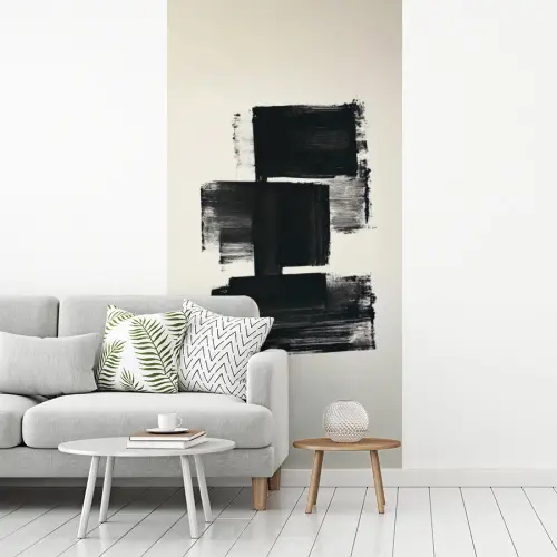 Rechthoeken - Penseelstreken - Abstract - Zwart fotobehang vinyl groot -woonkamer
