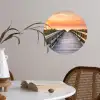 Zonsonderang - Zee - Pad - Gras - Duin - Vogels Wandcirkel behangsticker klein -sfeer3