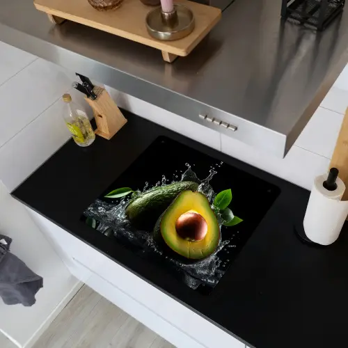Avocado - Groente - Bladeren - Water - Zwart - Groen Inductie beschemer met haakjes middel -sfeer1