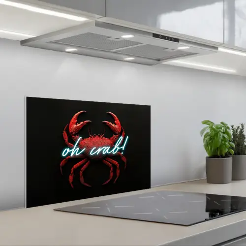 Krab - Rood - Neon - Quote keuken achterwand spatscherm klein -3d_schuin