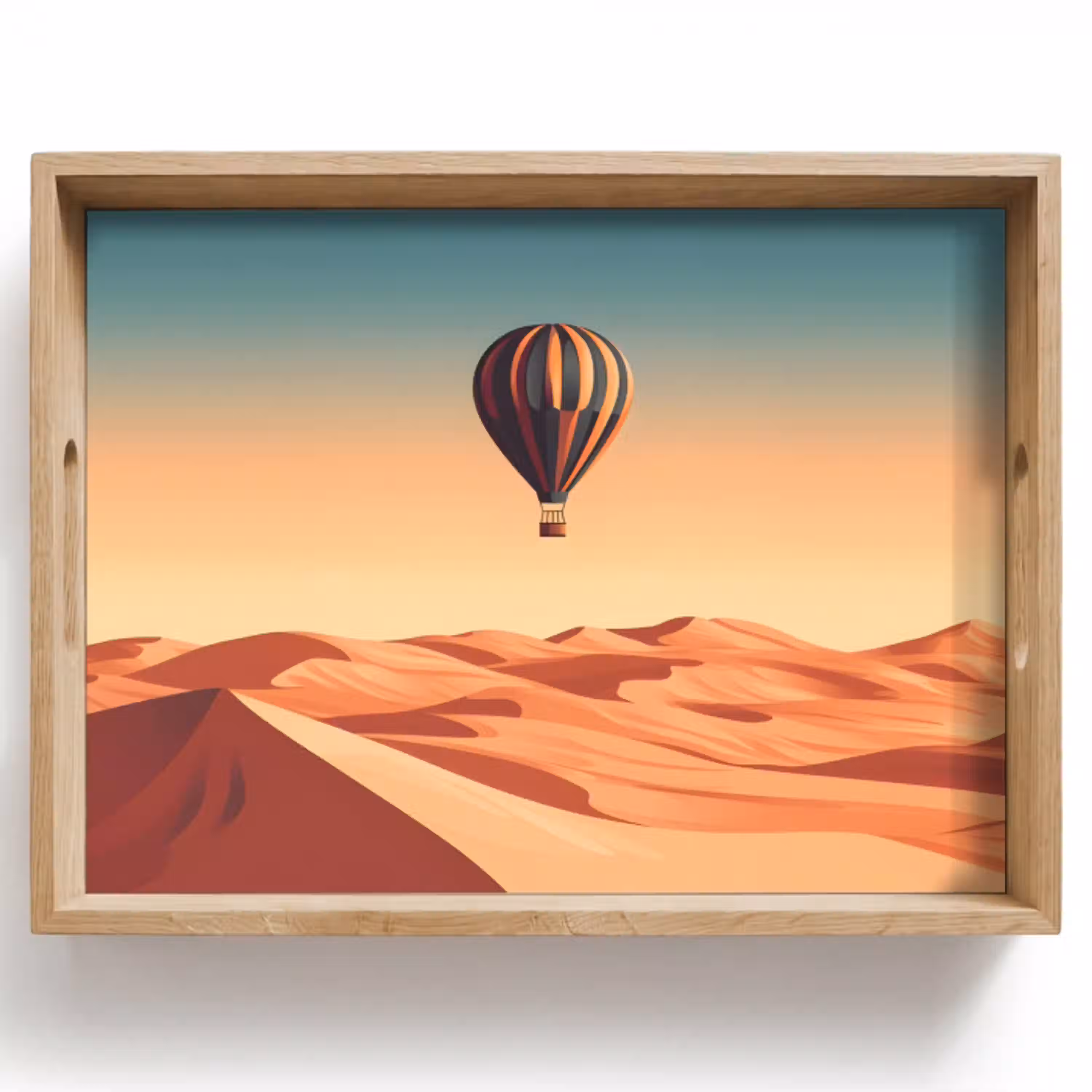 Luchtballon - Woestijn - Zonsondergang - Blauw Dienblad Rechthoek middel -z3d_shopping