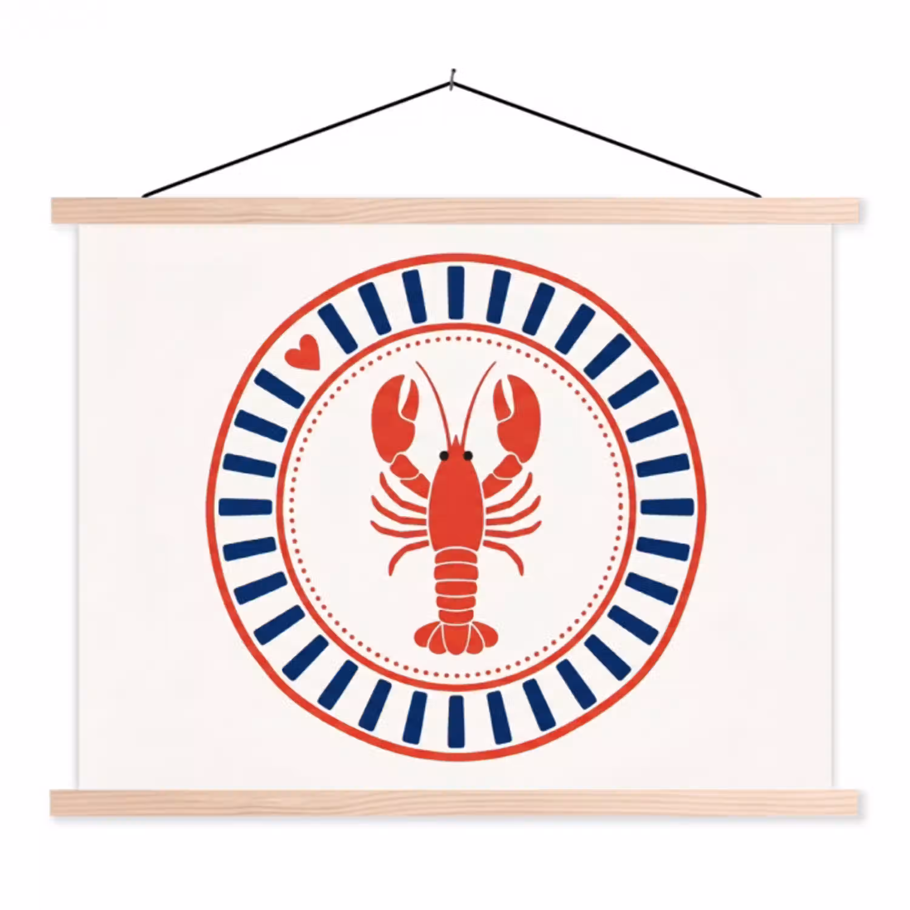 Zeeleven - Kreeft - Embleem - Grafisch - Rood textielposter latten blank klein -3d