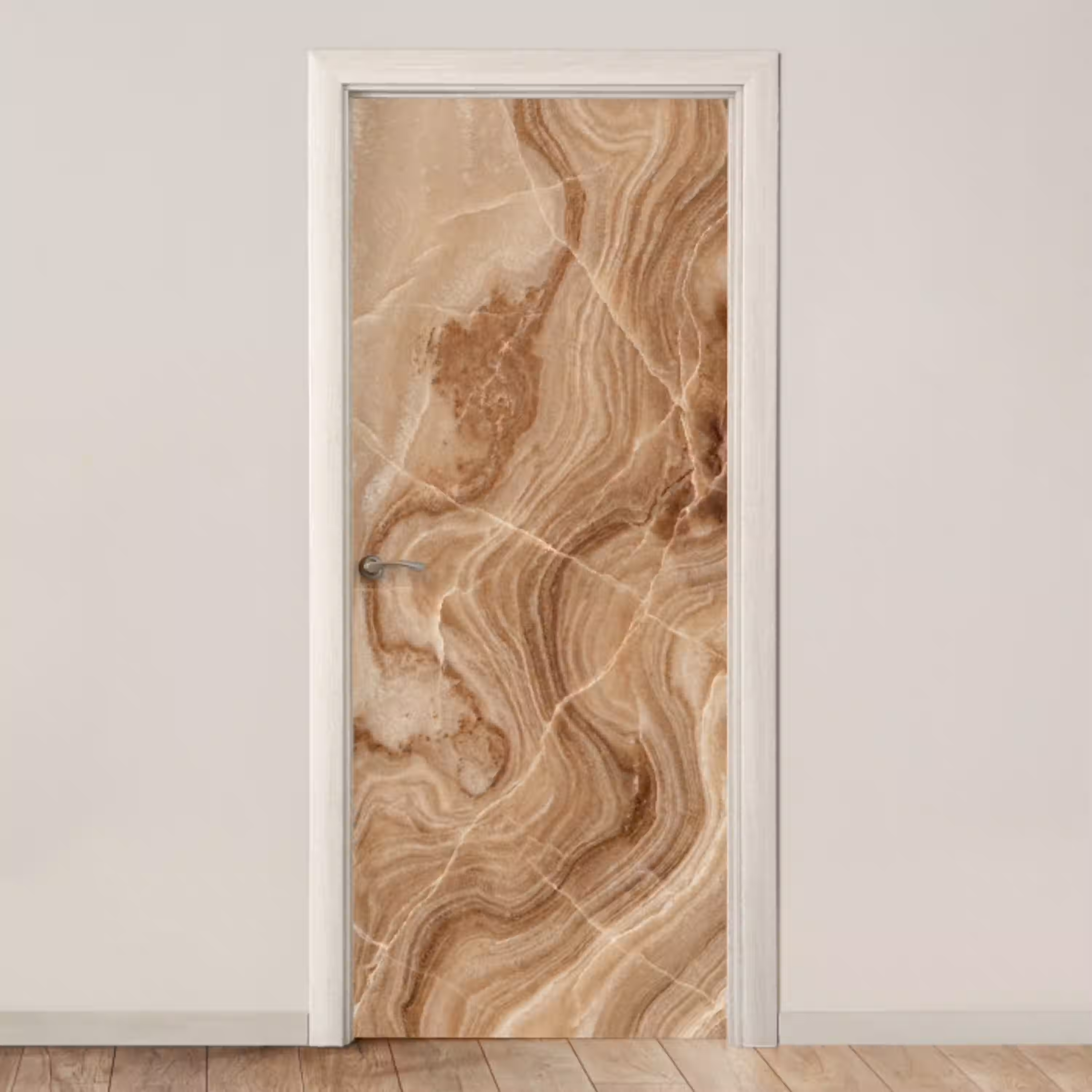 Textuur - Golvend - Abstract - Warm - Bruin deurposter klein -3d_beige