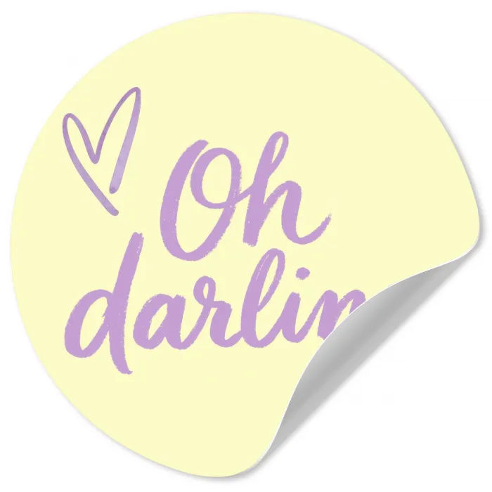 Oh darling - Geel - Hart Wandcirkel behangsticker klein -3d