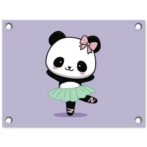 Panda - Paars - Sierlijk - Kawaii tuinposter los doek klein -3d