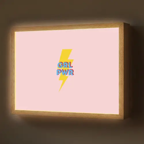 Grl pwr - Bliksem - Roze Light Box met batterij (Wandlamp) middel -z3d_website
