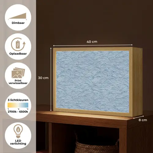 Golven - Ritmisch - Blauw Light Box met batterij (Wandlamp) middel 907 -USP_websiteoverzichtNL