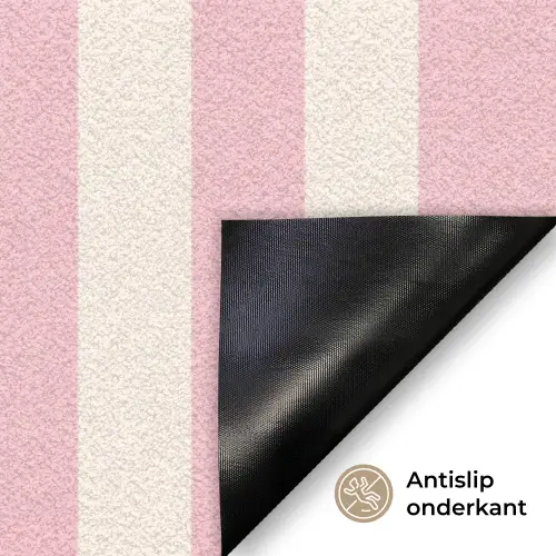 Hola - Quote -  Strepen - Pastel - Roze - Rood - Wit Deurmat klein -antislip_NL