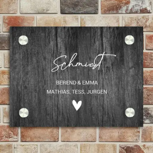 Donker hout - Sierlijk Naambord Rechthoek middel -sfeer3