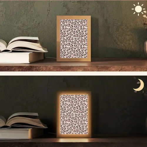 Vlekken - Beige - Luipaard Light Box met kabel (Tafellamp) klein 925 -sfeer3